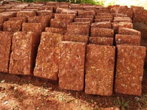 Laterite blocks used in building construction in Kerala